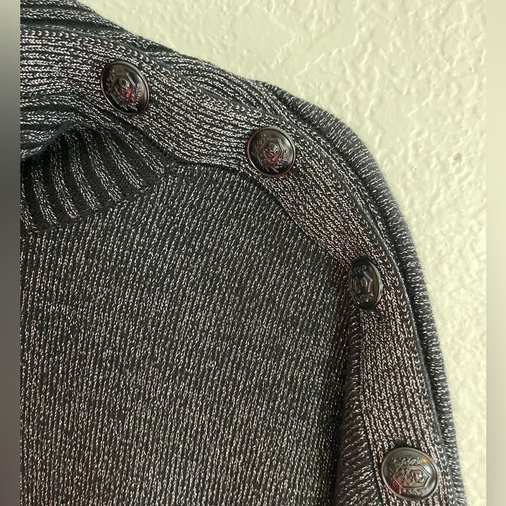 The Kooples button-shoulder metallic black turtleneck sweater NWT - Picture 7 of 12